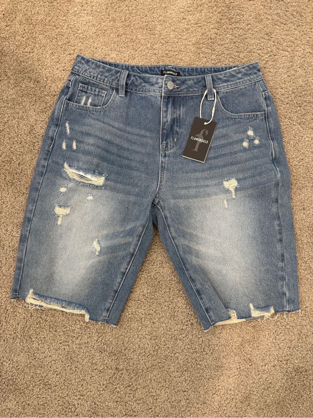 Flamingals Distressed Denim Shorts